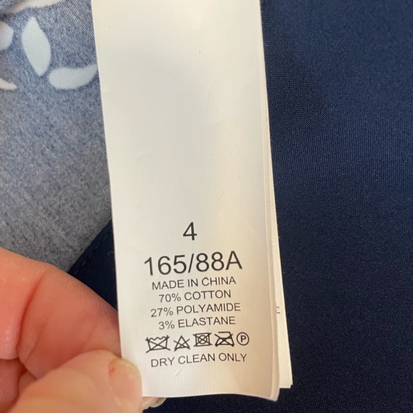 Kate Spade Poplin Bow Navy Crab Print Midi Dress Sz 4 NAVY Blue V-Neck Pockets - Picture 14 of 16